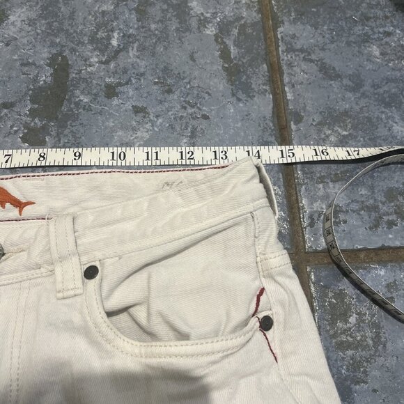 Tommy Bahama Mens 30x32‎ Bleached Sand Weft Side Keys Vintage Slim Jeans Cream - Picture 10 of 14